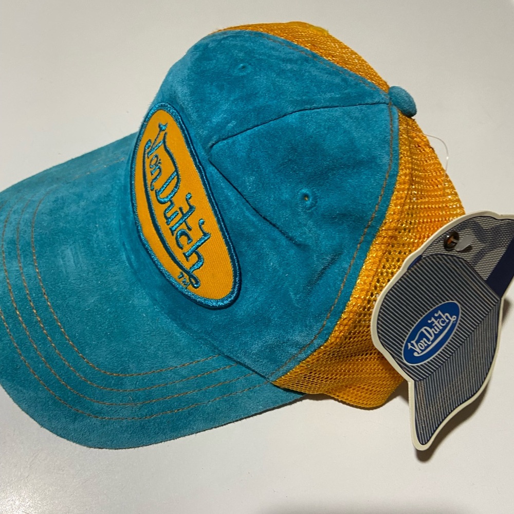New! Von Dutch blue and yellow trucker hat